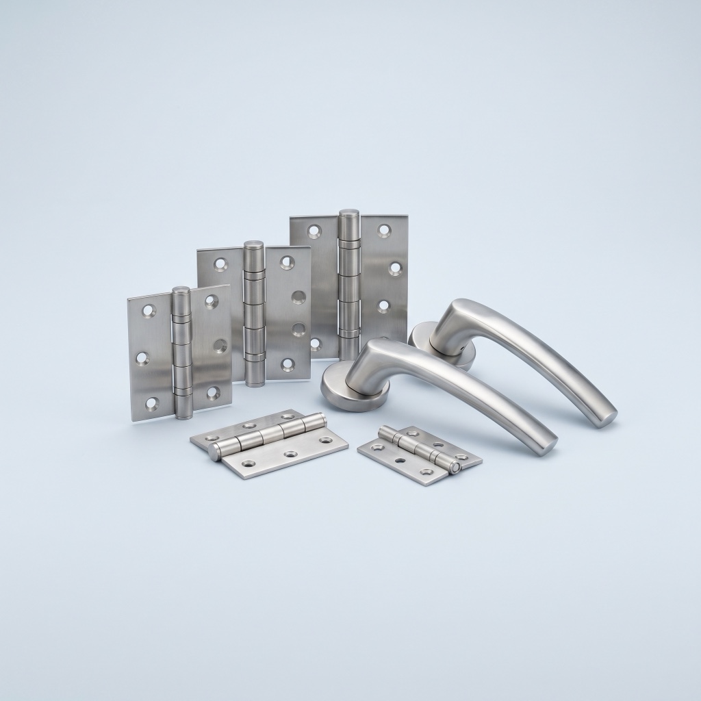 Stainless steel furniture hinges and window handles